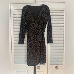 Petite animal print wrap dress